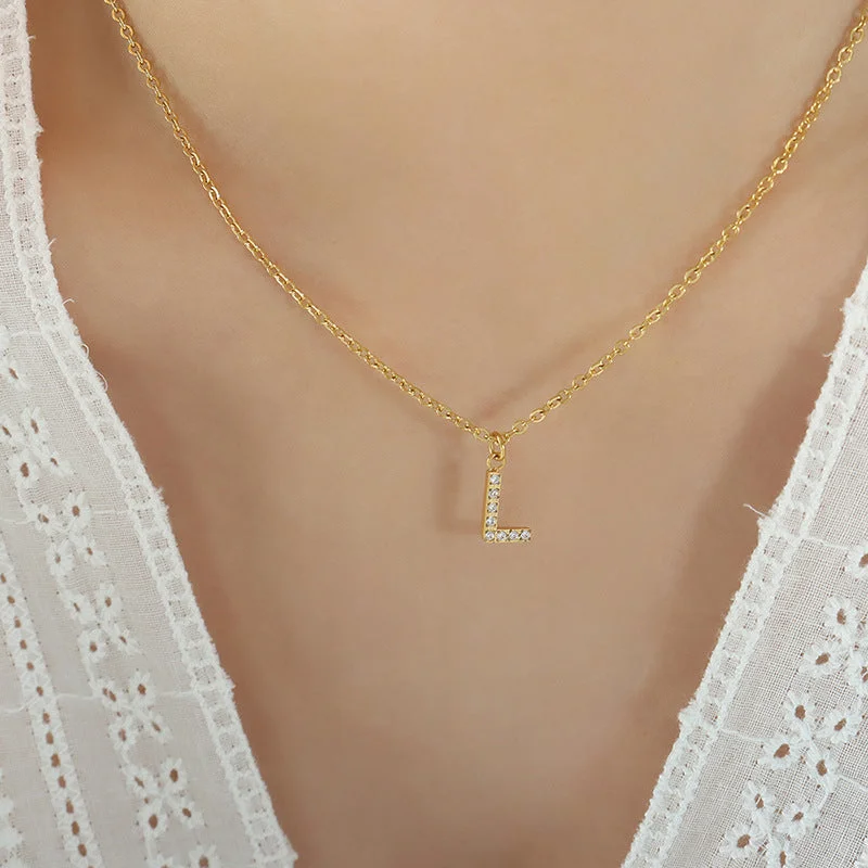 P1344-L Letter Gold Necklace 40 5cm