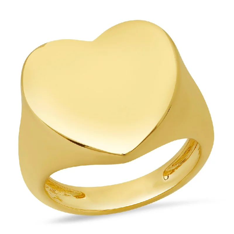 Rings Life Test-Solid Gold Jumbo Heart Signet RIng