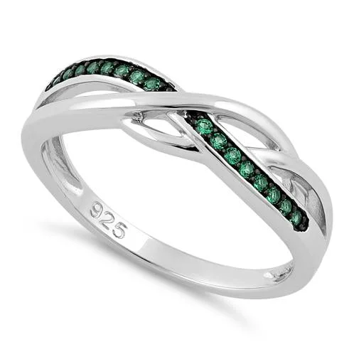 Rings Deal Tips-Sterling Silver Free Form Emerald CZ Ring