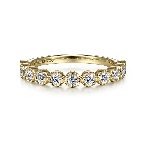 Rings For Carry Bags-Diamond Bezel Stackable Band in 14K Yellow Gold