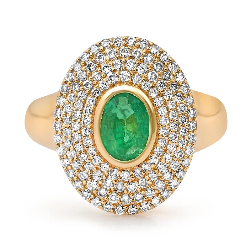 Rings For Wise Women-Emerald & Pave Diamond Cocktail Ring