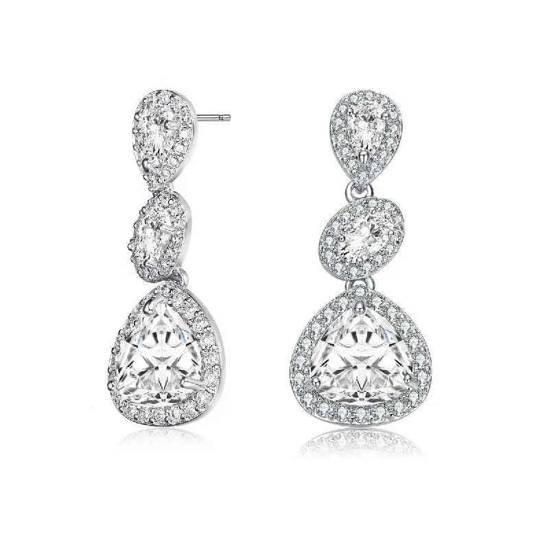 Earrings For Young Adults-Marie Triple Halo Drop Earrings