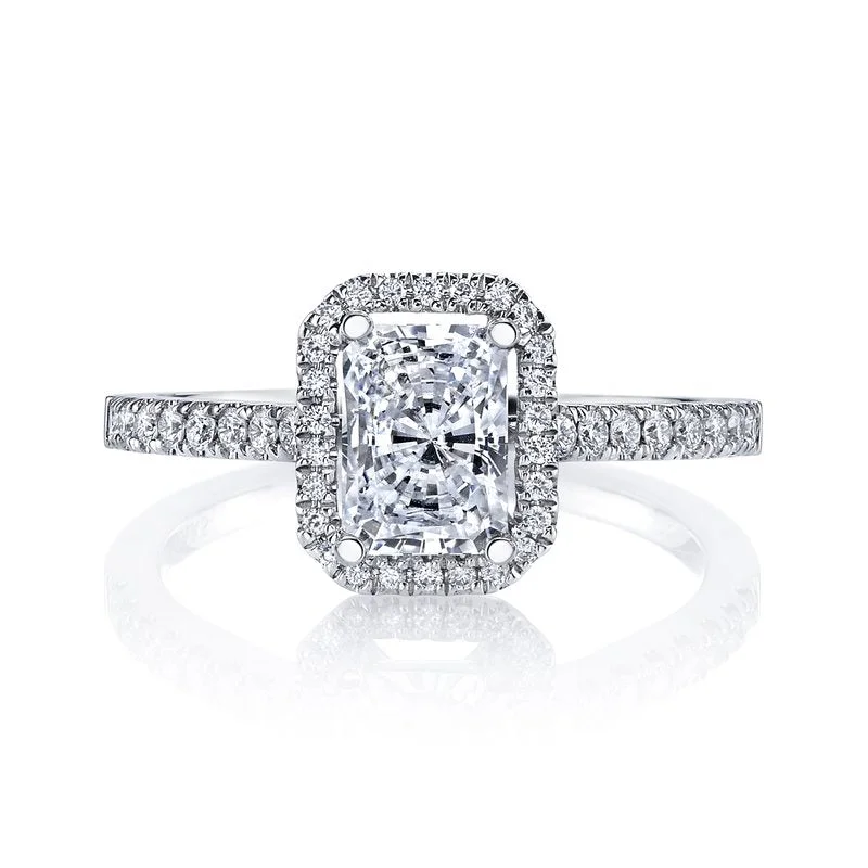 Top Rings For Work Hours-Solitaire Ring Setting With Diamond Halo and Band