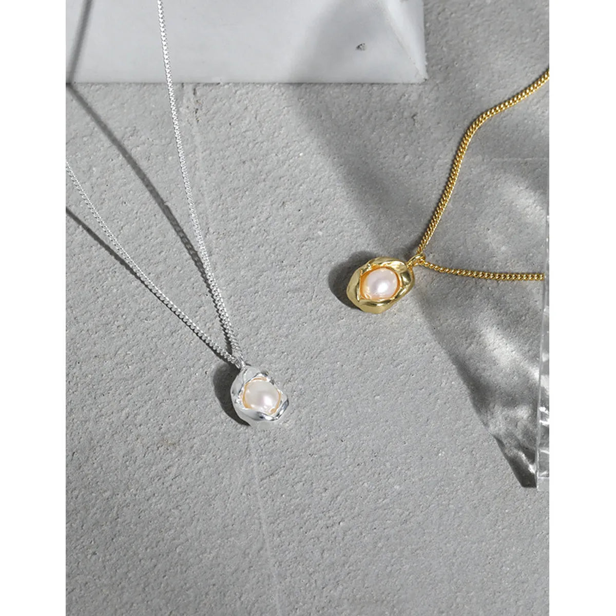 Premium Necklaces For Presents-Fashion Solid Color Sterling Silver Necklace Plating Inlay Pearl 925 Silver Necklaces