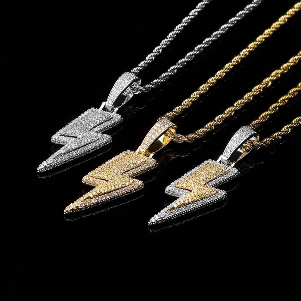 Necklaces With Flowing Drops-Hip-Hop Lightning Copper Plating Inlay Zircon Men'S Pendant Necklace