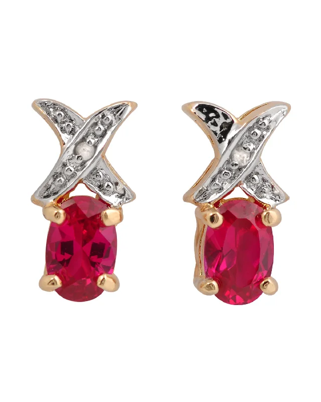 Earrings Size Rating-Charlotte Red Oval Earrings