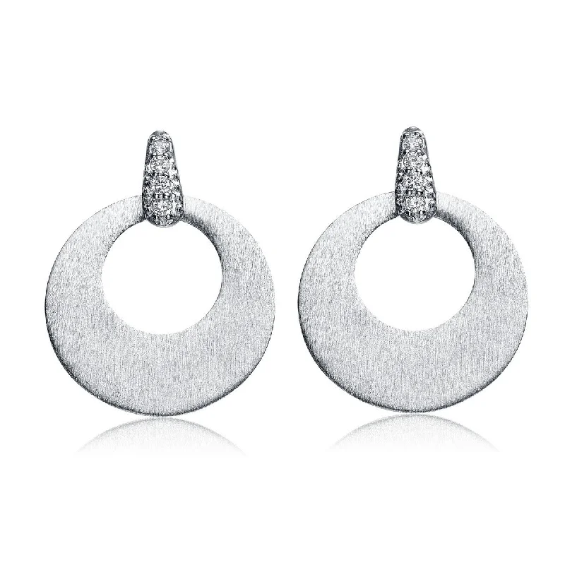 Smooth Earrings For Class-Sterling Silver Cubic Zirconia Circle Drop Earrings