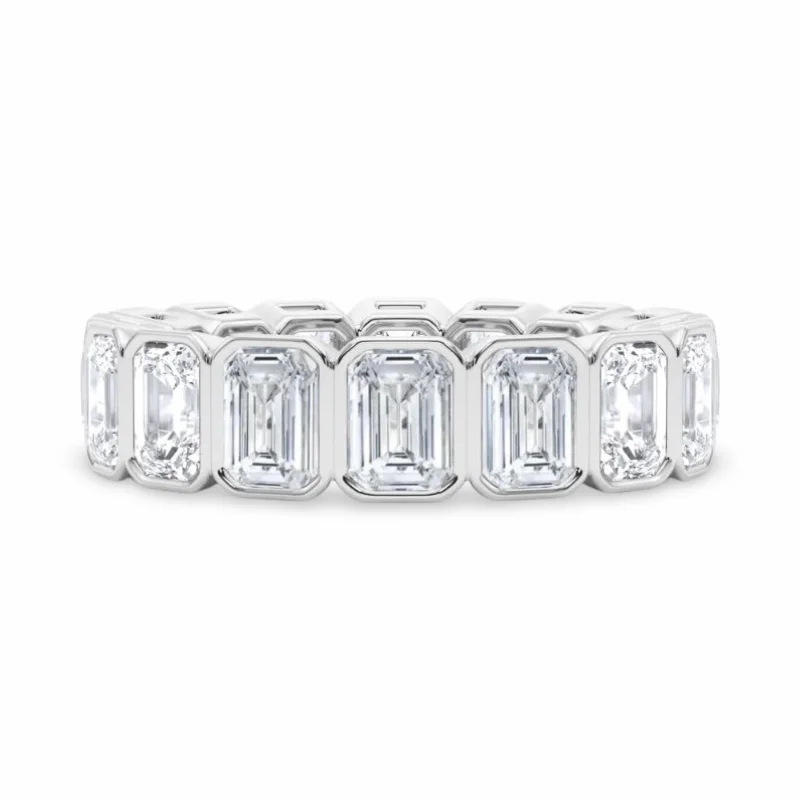 Rings For Big Looks-Emerald Cut Bezel Set Lab Grown Diamond Eternity Band