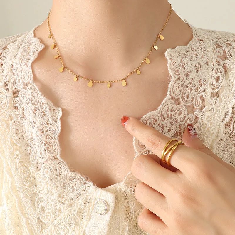 P537-Gold Drop Necklace-40 + 5cm