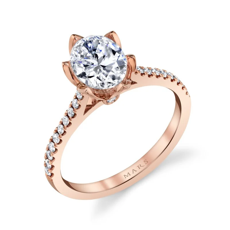 Rings For Fresh Teens-Engagement Ring Setting with Flower Motif