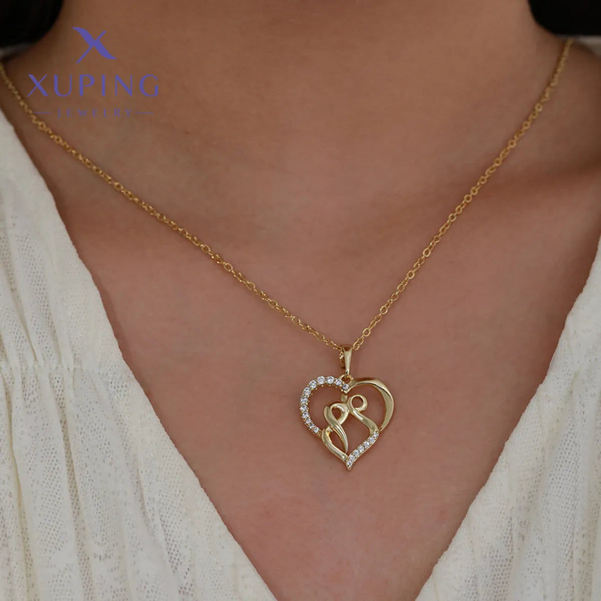 Best Soft Necklaces-Copper 18K Gold Plated Plating Heart Shape Artificial Gemstones Pendant Necklace