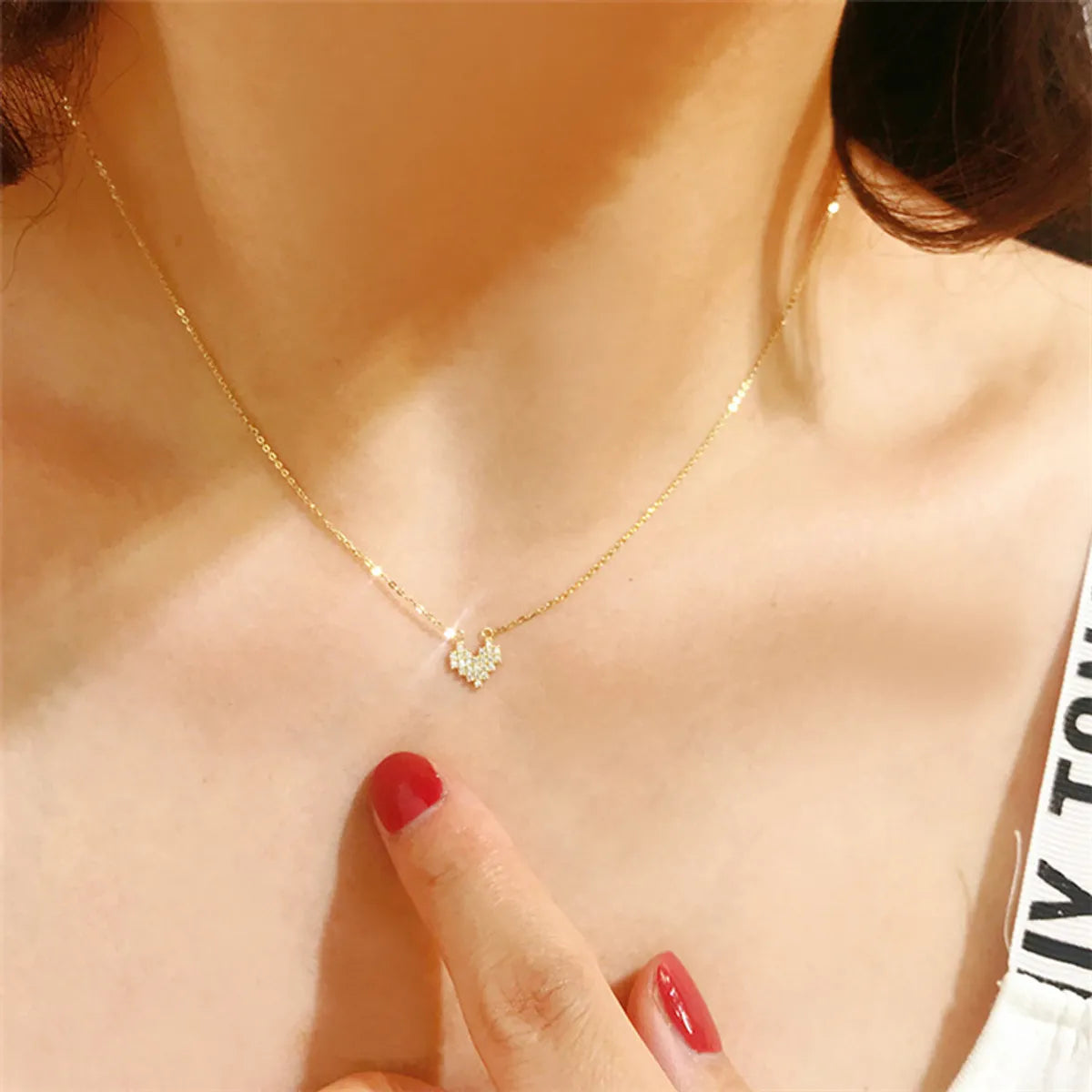 Necklaces For High Beam-Fashion Heart Shape Sterling Silver Inlay Zircon Pendant Necklace 1 Piece