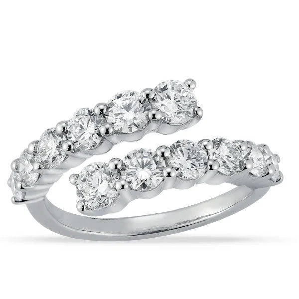 Rings For Wire Bands-Grown Diamond Bypass Band in 14K White Gold