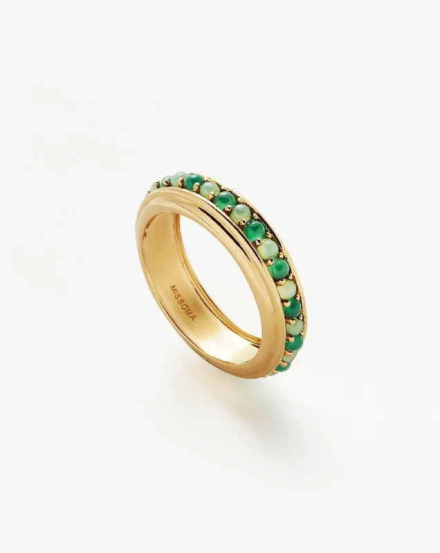 Rings With Hard Fit-Hot Rox Gemstone Stacking Ring | 18ct Gold Vermeil/Green Onyx & Chalcedony