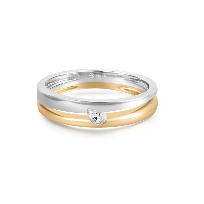 Rings For Low Spark-Two Tone Bezel Pear Lab Grown Diamond Ring