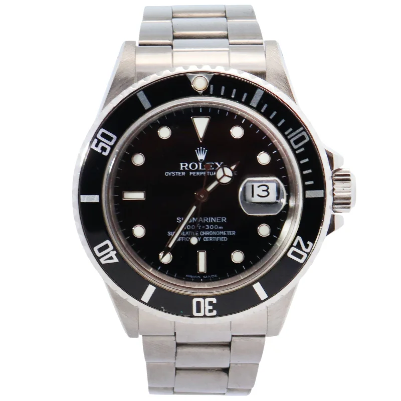 Watches Size Options-Rolex Submariner 40mm Black Dial Watch Ref# 16800