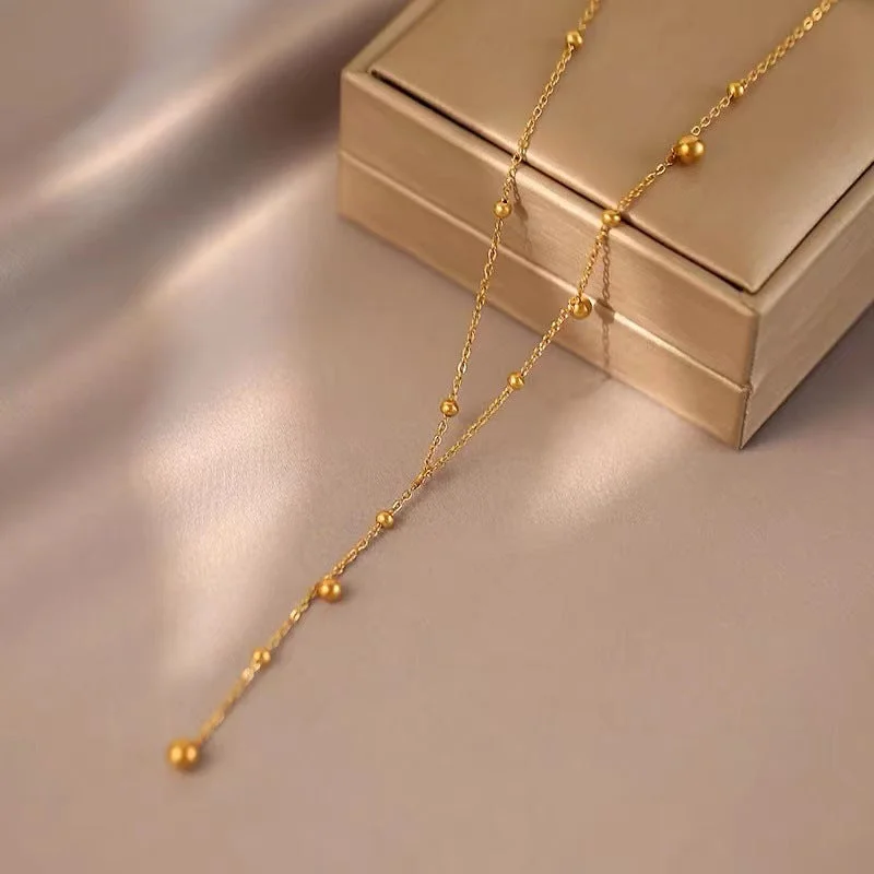 Tassel Small Golden Balls Necklace