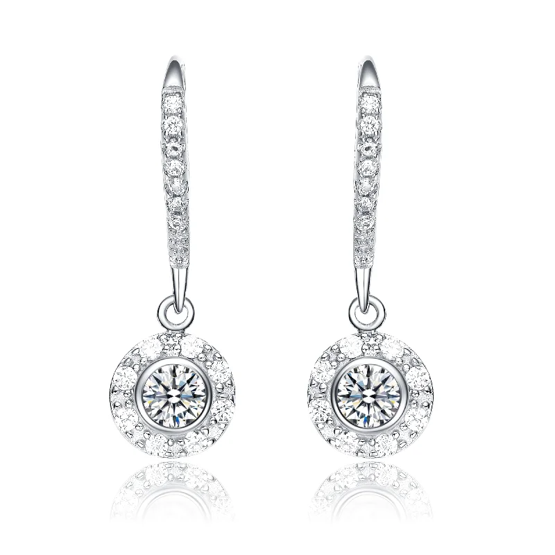 Earrings Sale Tips-Sterling Silver Cubic Zirconia Round Drop Earrings