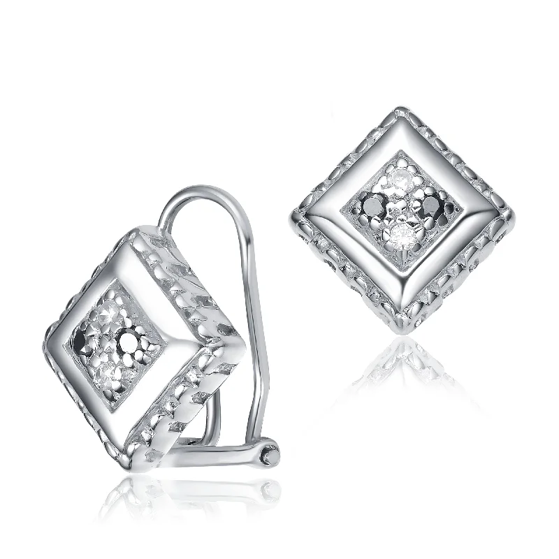 Earrings For Dry Fun-Sterling Silver Cubic Zirconia Square Stud Earrings