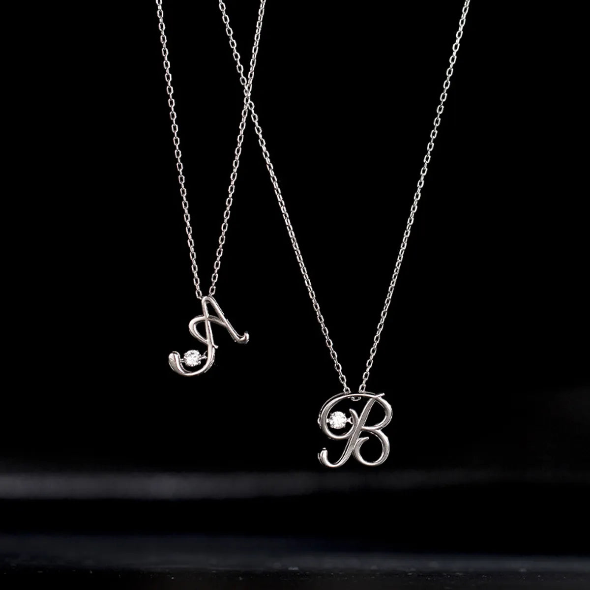 Airy Necklaces For Ease-1 Piece Simple Style Letter Sterling Silver Inlay Zircon Pendant Necklace