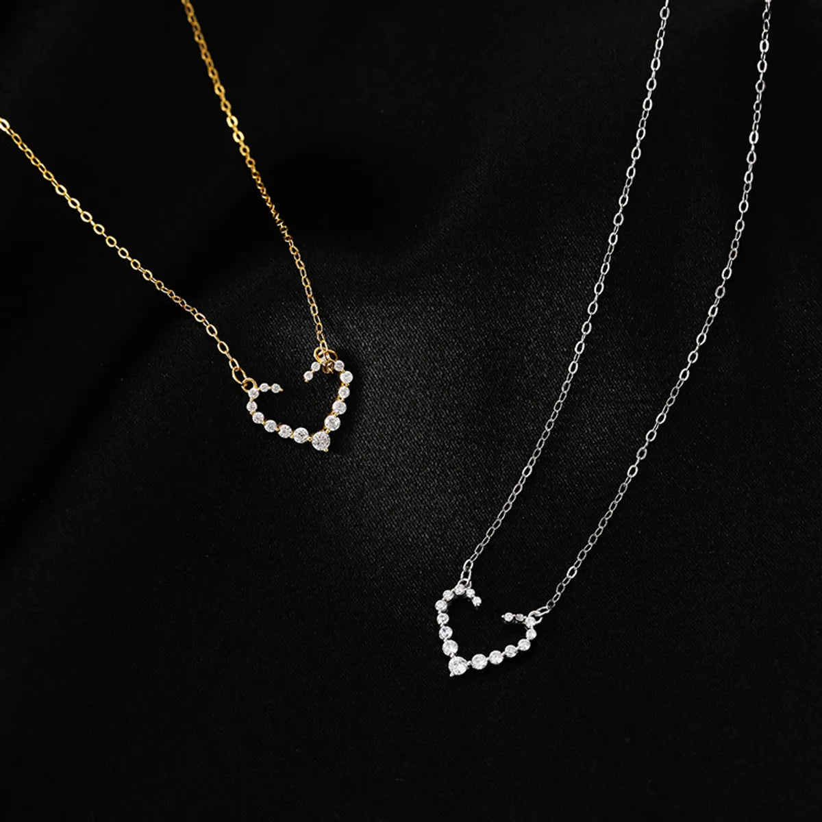 Necklaces Shine Guide-Wholesale Simple Style Heart Shape Sterling Silver Plating Inlay Zircon Necklace