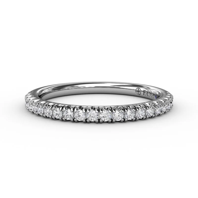 Rings For Slack Looks-Diamond Petite French Set Band in 14K White Gold