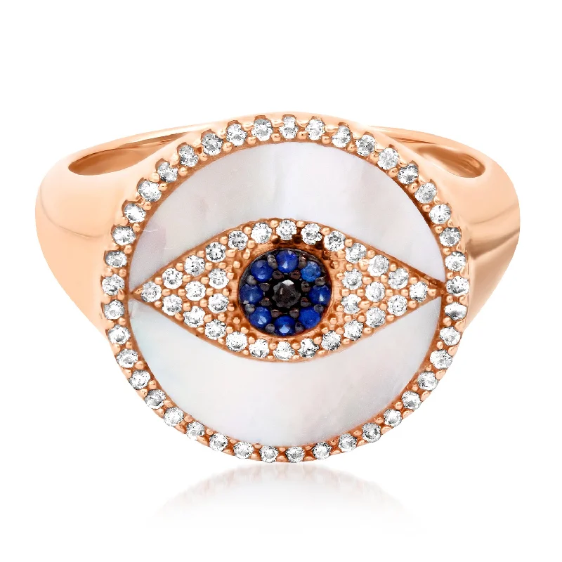 Rings Glint Advice-Protected Evil Eye Sapphire & Diamond Signet Ring