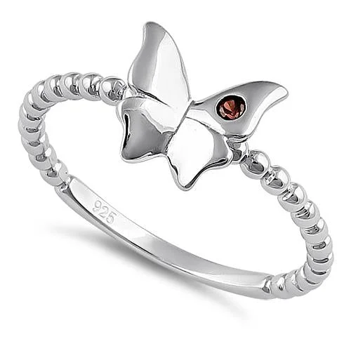 Best Pick Rings-Sterling Silver Monarch Butterfly Brown CZ Ring