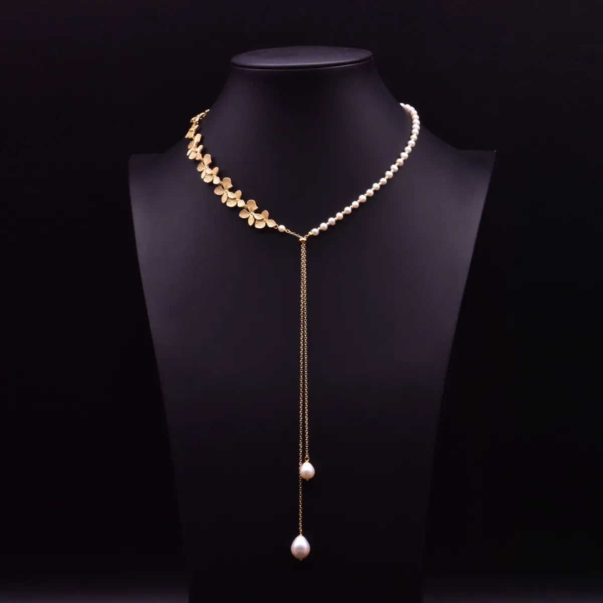 Necklaces Deal Reviews-Elegant Retro Geometric Copper Plating Inlay Pearl 18k Gold Plated Sweater Chain