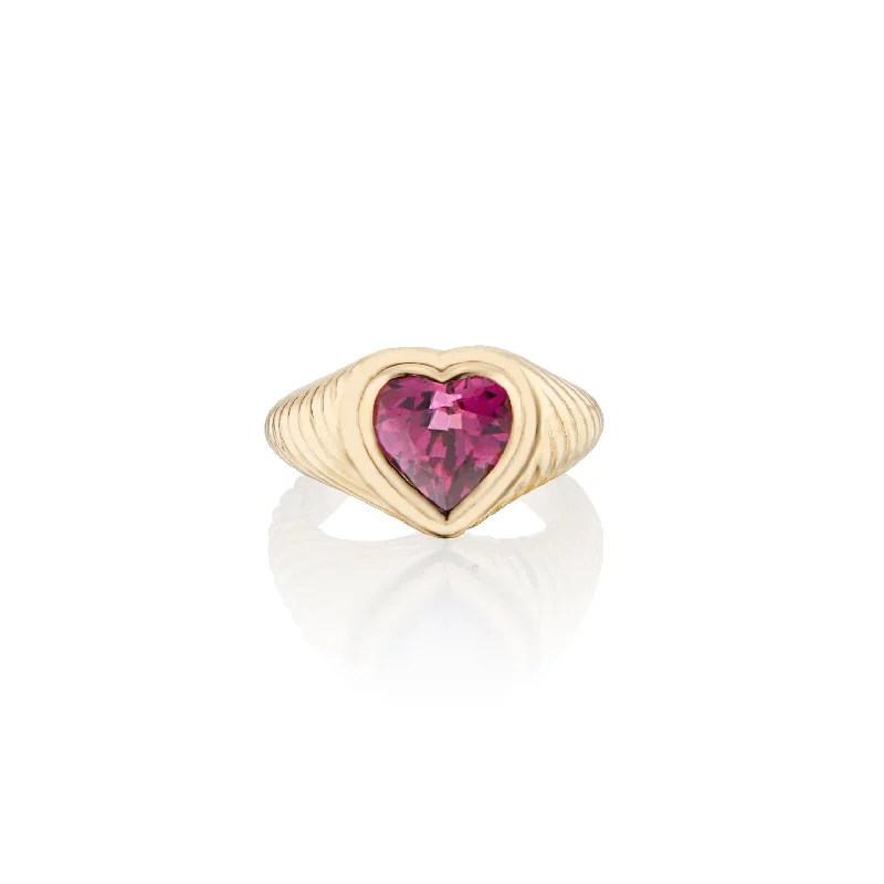 Rings For Cloudy Days-Eden Love Signet Pinky Ring with Pink Tourmaline