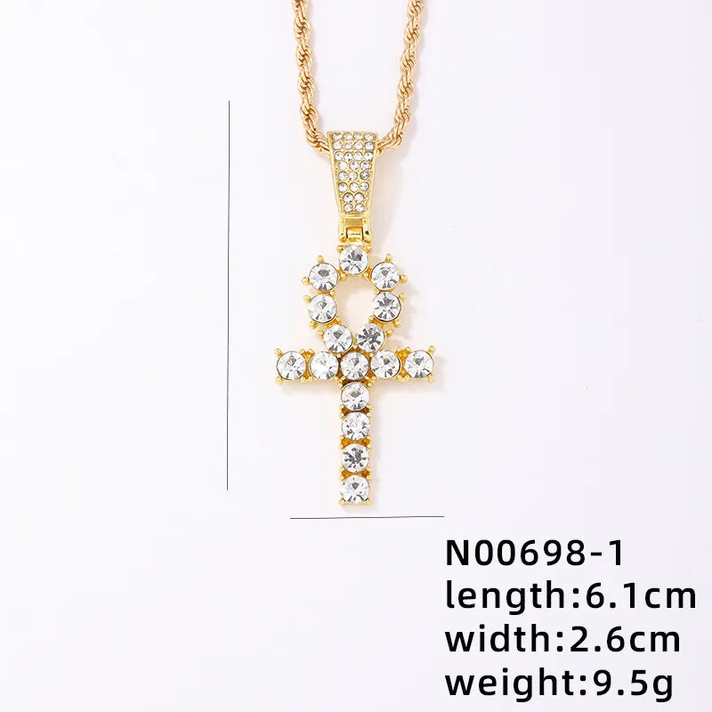 Gold Cross Pendant 0.3 * 60cm Hemp Flowers Chain