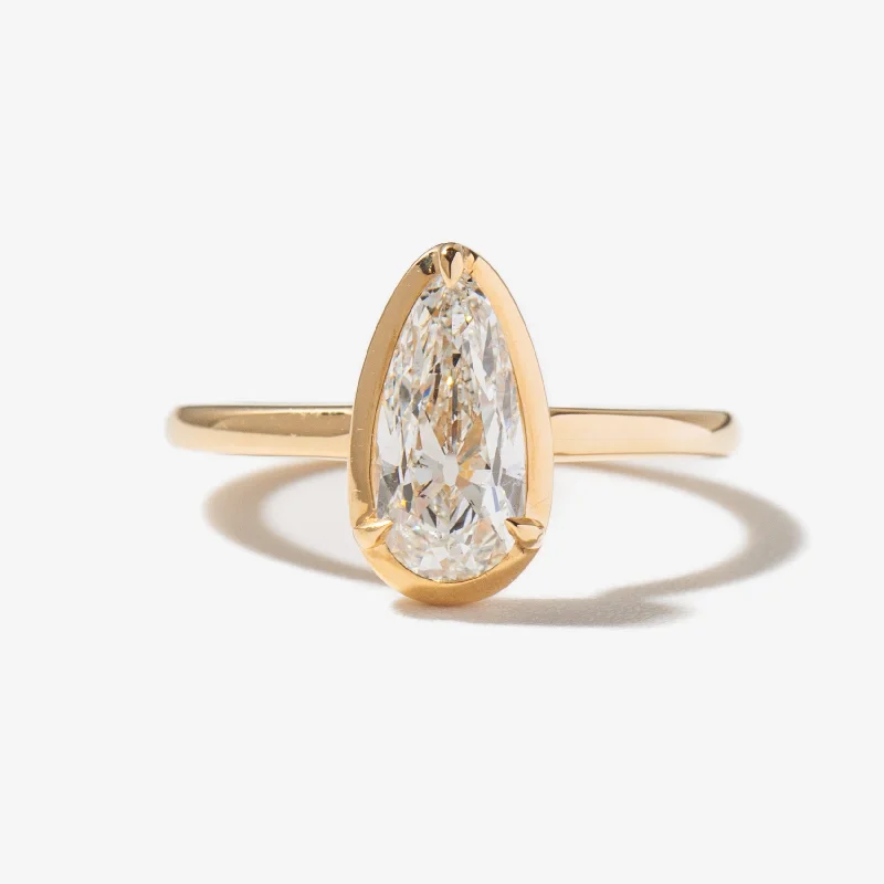 Rings For Flat Pop-1.18 ct Elongated Pear Diamond Tableau Ring