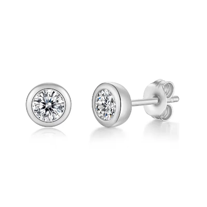 Earrings For Big Shine-Vilette Moissanite Modern Bezel Stud Earrings