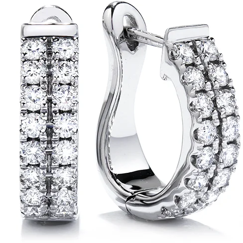 Earrings For Light Looks-Hearts On Fire Classic Double Row Hoop Diamond Earrings