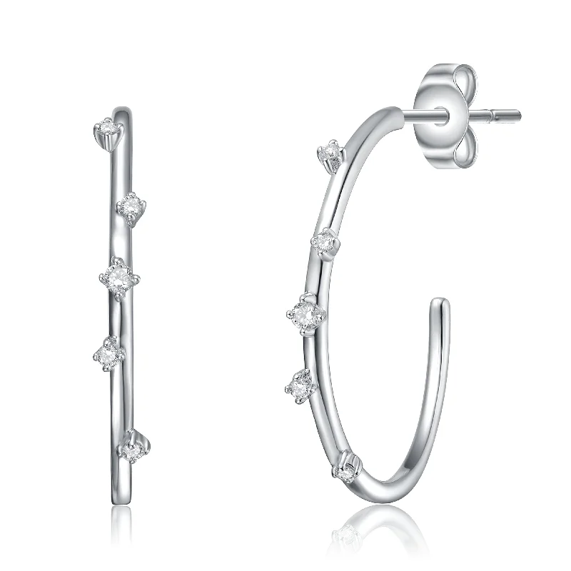 Earrings For Choker Styles-Cléo Lab Created Moissanite Station C-Hoop Earrings