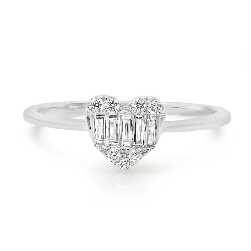 Rings For Sleek Trends-Dainty Diamond Illusion Heart Ring