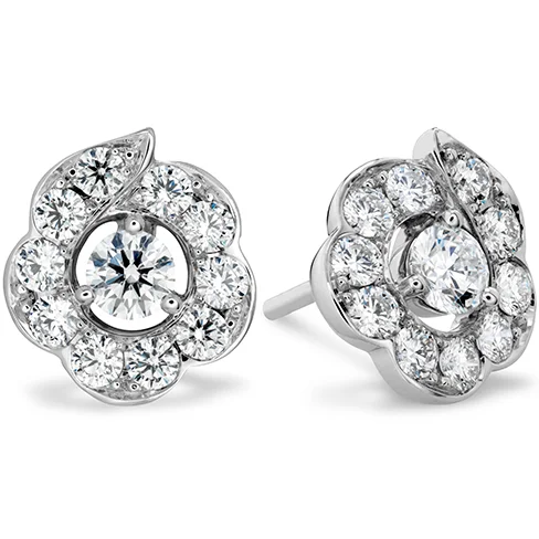 Earrings For High Cheeks-Hearts On Fire Lorelei Bloom Stud Diamond Earrings