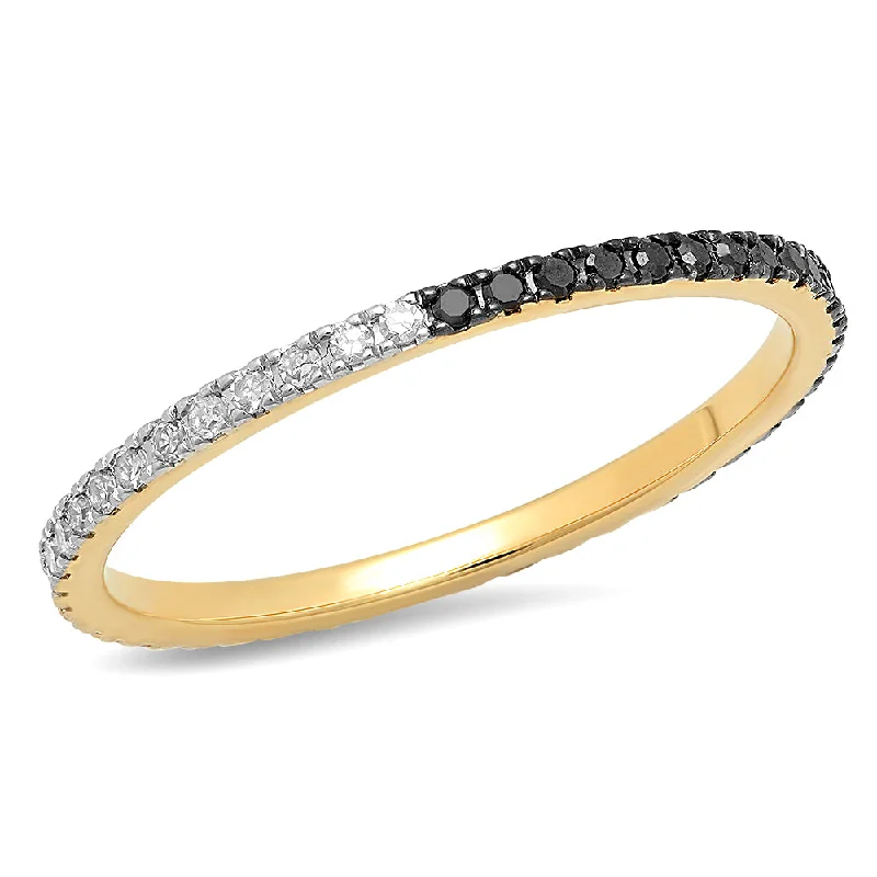 Rings For Deep Tops-Black and White Diamond Eternity Band