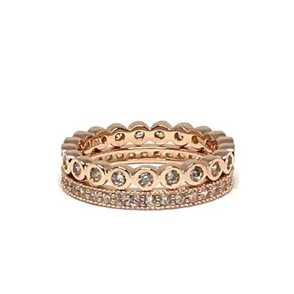 Rings Mend Tips-2 Stack Crystal Ring: Rose Gold Vermeil (RRG2/455)