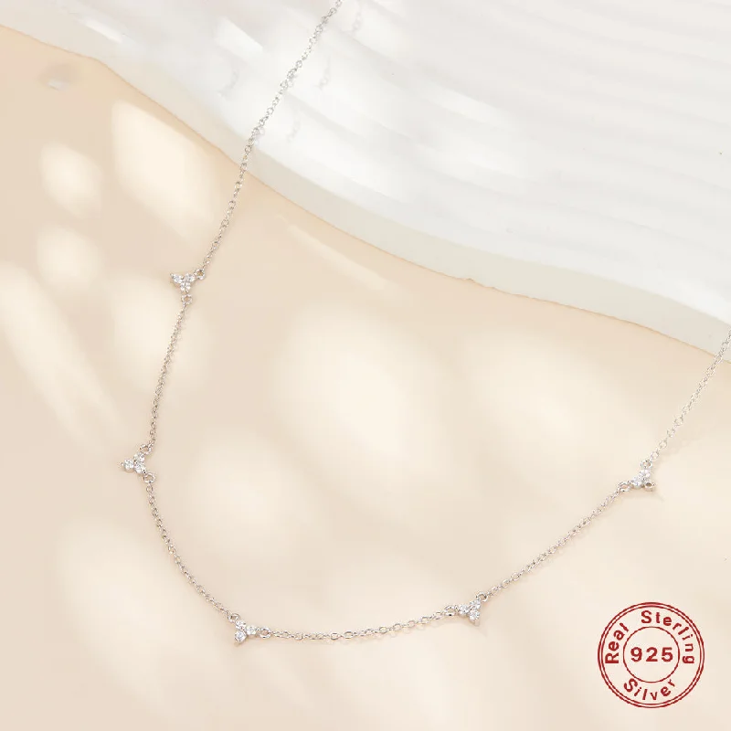 Necklaces For City Glow-Elegant Luxurious Solid Color Sterling Silver Plating Inlay Zircon 18k Gold Plated White Gold Plated Necklace