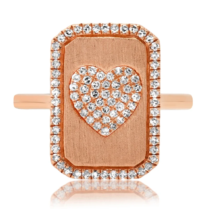 Rings For Dinner Style-Diamond Heart Plaque Ring