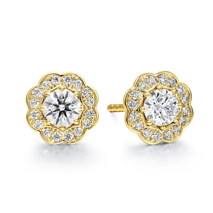 Earrings For Fine Looks-Hearts On Fire Halo Diamond Stud Earrings