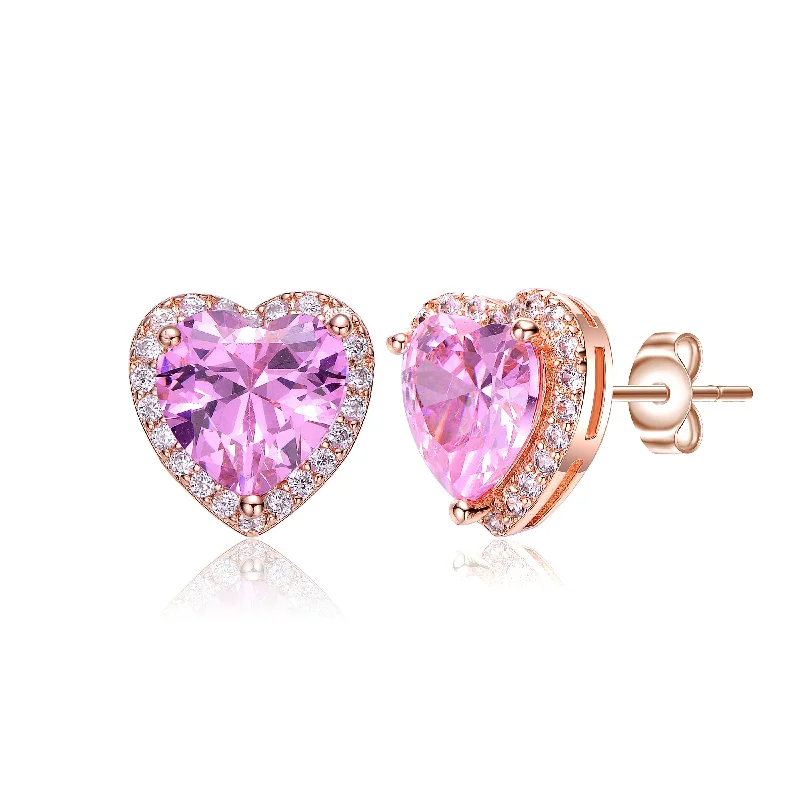 Top Earrings For Gala Events-Coeur Pink Énergie Heart Stud Earrings