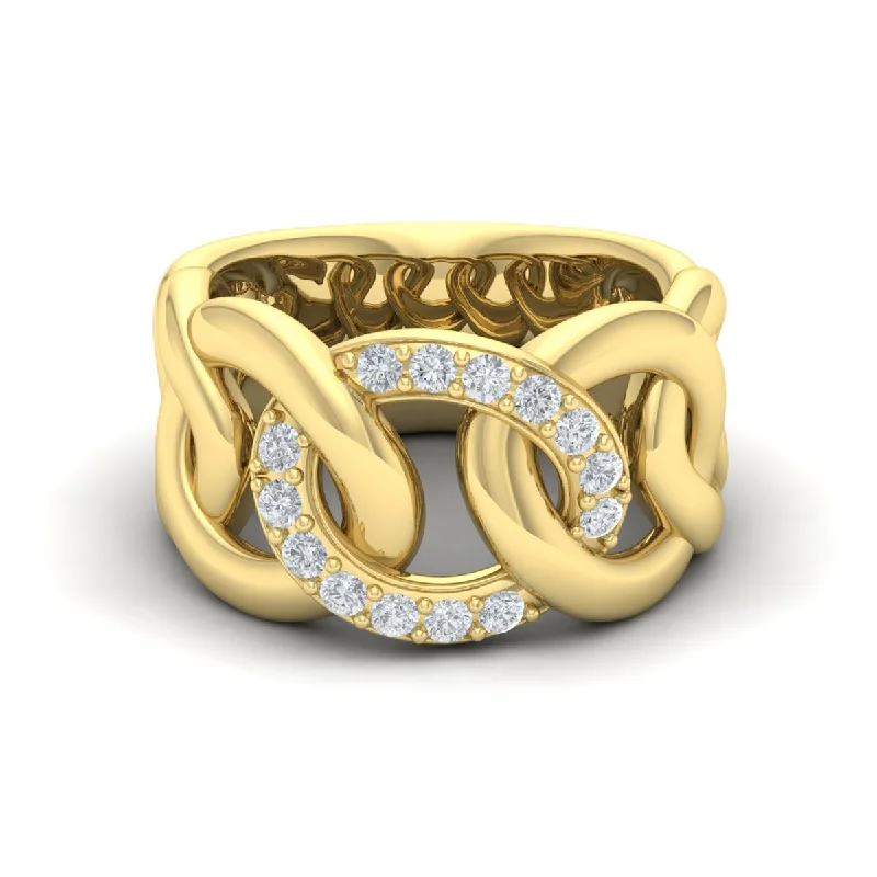 Mild Rings For Peace-Diamond Open Link Band in 14K Yellow Gold