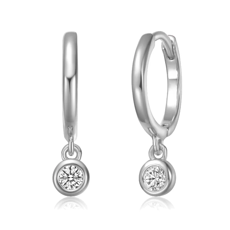 Earrings For Sunny Wear-Heléne Lab Created Moissanite Solitaire Hoop Earrings