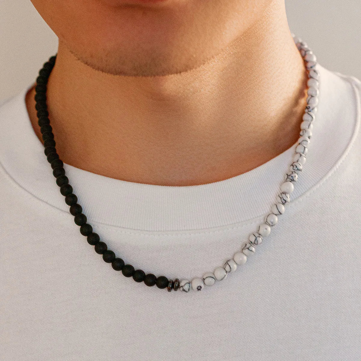 Necklaces Make Reviews-Simple Style Classic Style Round Natural Stone Turquoise Beaded Men'S Necklace