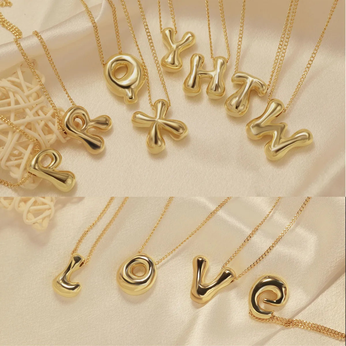 Necklaces For Bare Wear-304 Stainless Steel Copper Casual Simple Style Letter Necklace