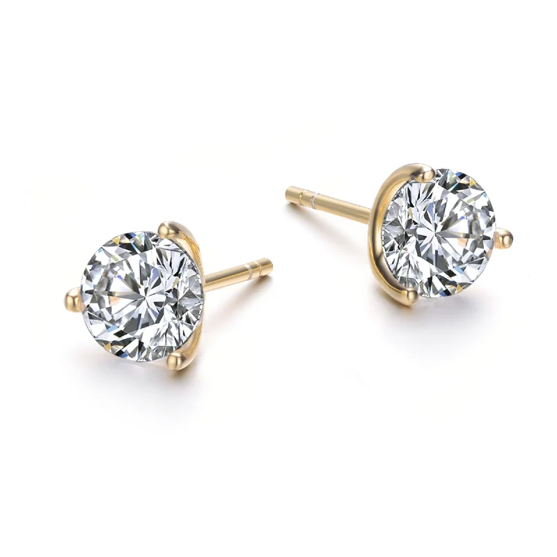 Earrings For Fine Looks-Monfort Moissanite 3-Prong Martini Stud Earrings