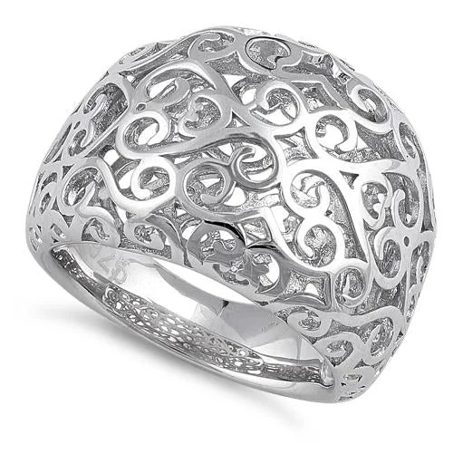 Rings For Subtle Flair-Sterling Silver Resilient Curvy Hearts Ring