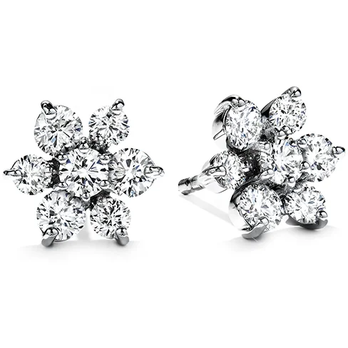 Earrings For Heavy Impact-Hearts On Fire Garden Flower Diamond Earrings